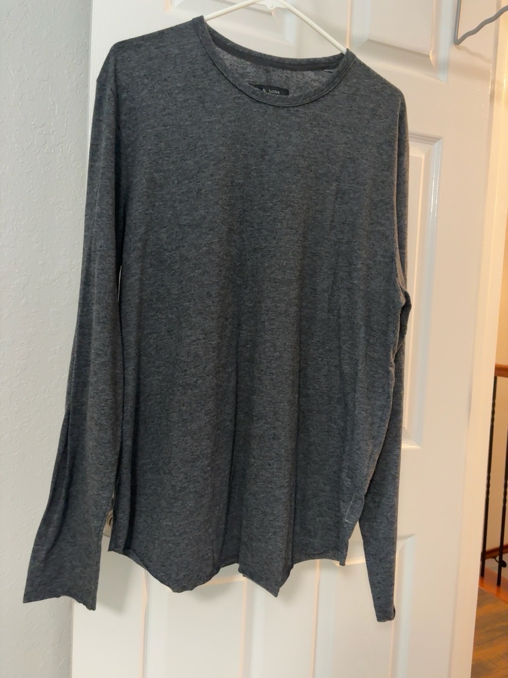 rag & bone charcoal gray linen blend slub long sleeve crewneck shirt